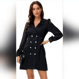Satin/Silk Black Blazer Dress NWOT